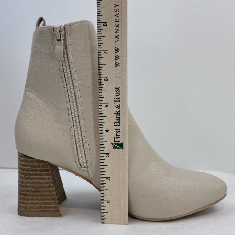 Ccocci Womens 7 Cream Ankle Boots Faux Leather Colleen Block Heels Pointed Zip - Picture 11 of 15